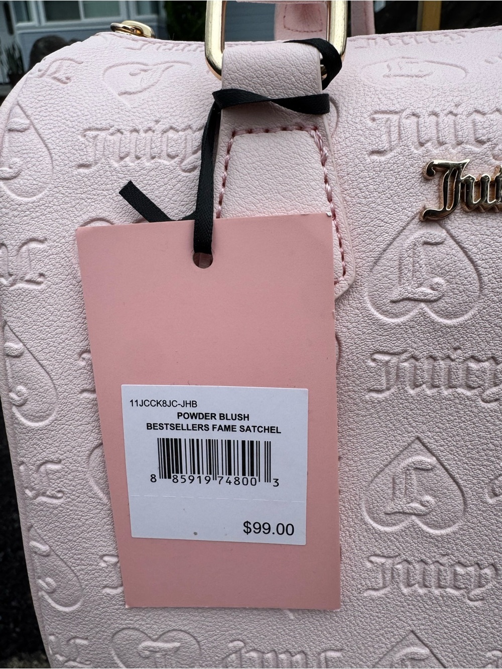 Juicy Couture NWT Powder Blush Satchel Pink Embossed Heart Bag retail $99 - Picture 6 of 12
